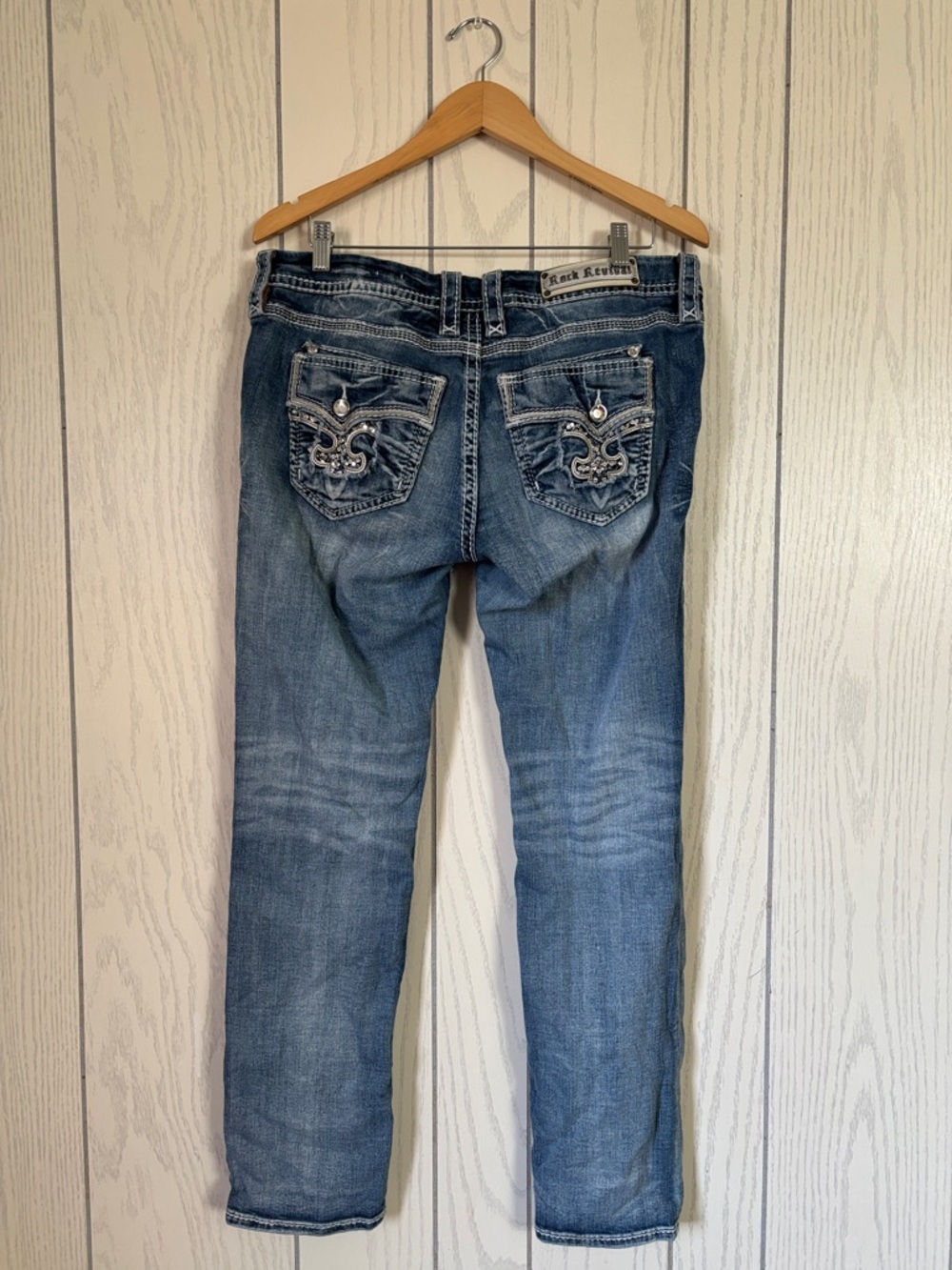 ROCK REVIVAL KARELIA EASY STRAIGHT DENIM BLUE WOMENS JEANS